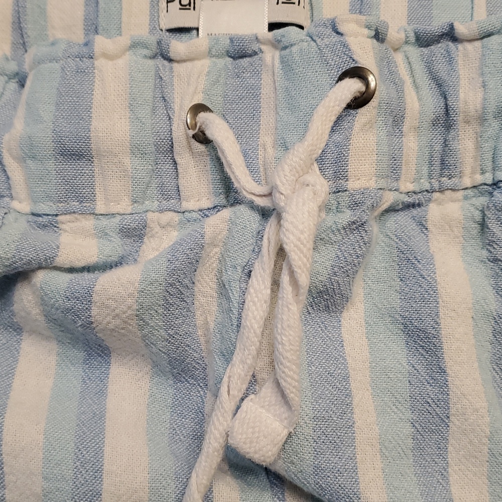 Purple & More Linen Blend Blue And White Striped Pants, Size XL - Picture 6 of 8